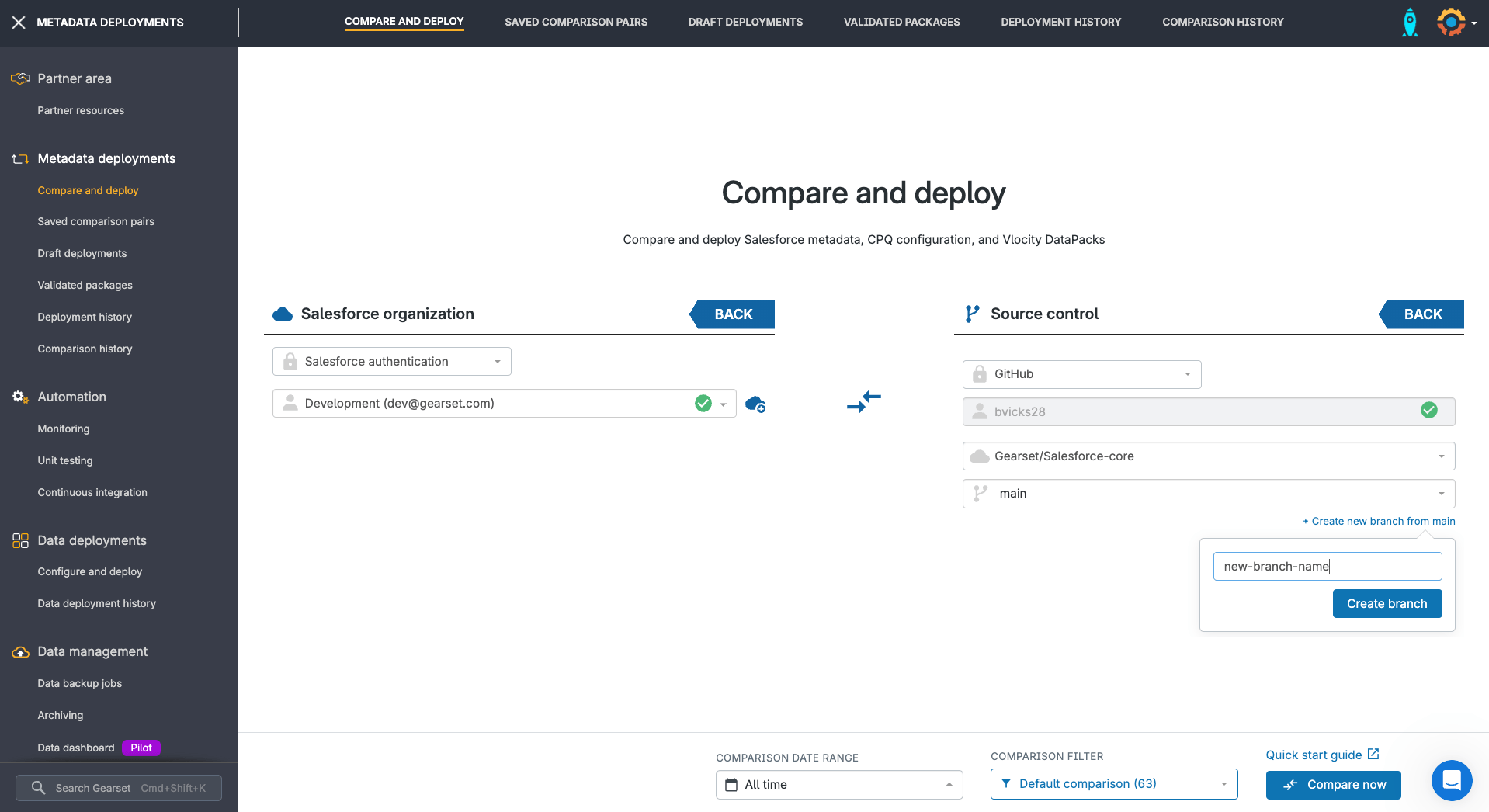 Name your new branch and click Create branch