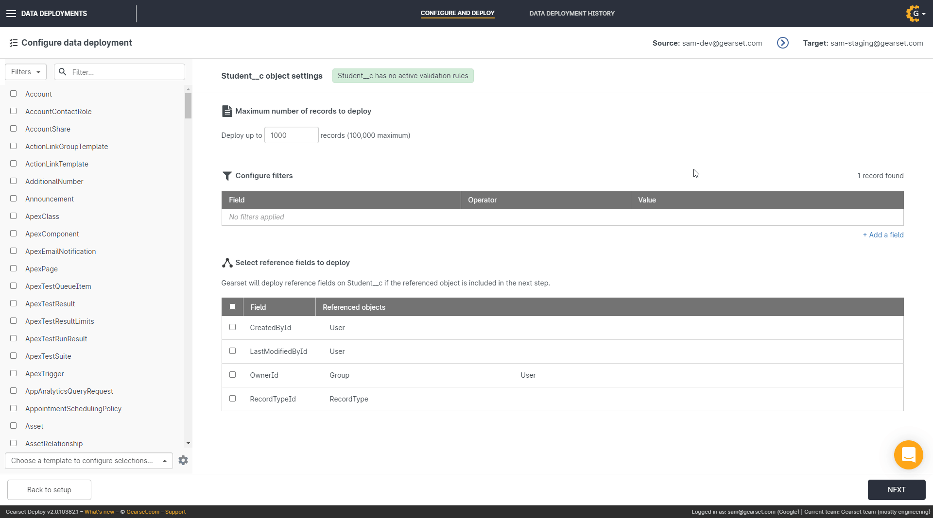 Including record types in a data deployment.
