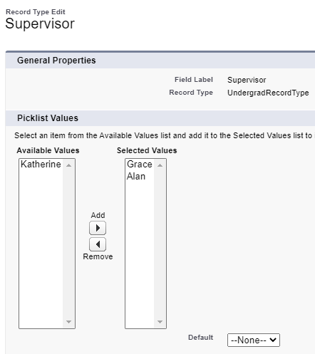 UndergradRecordType in the target