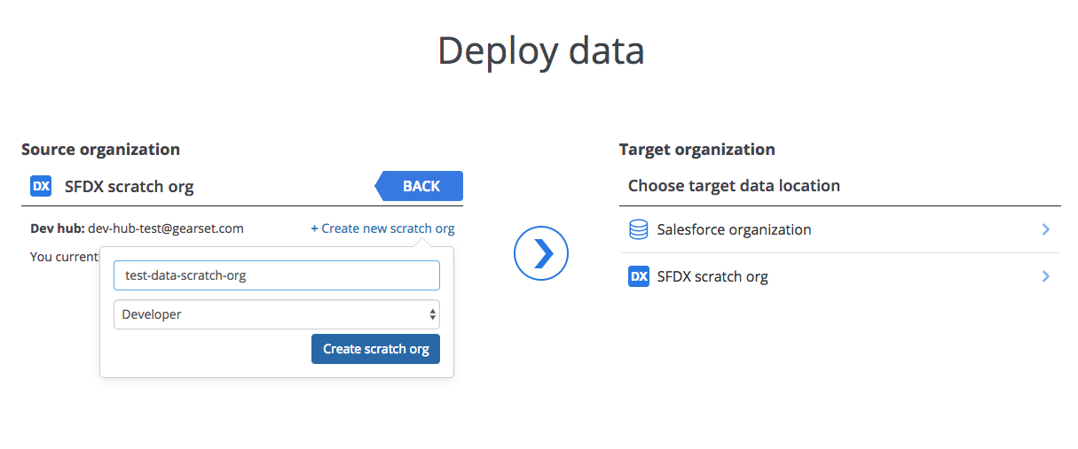 Give your new scratch org a name and choose what type of org it is