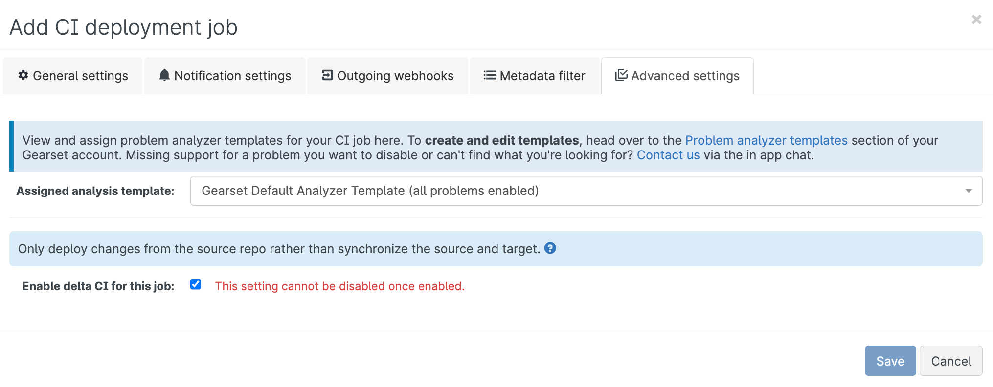 How to turn on delta CI jobs