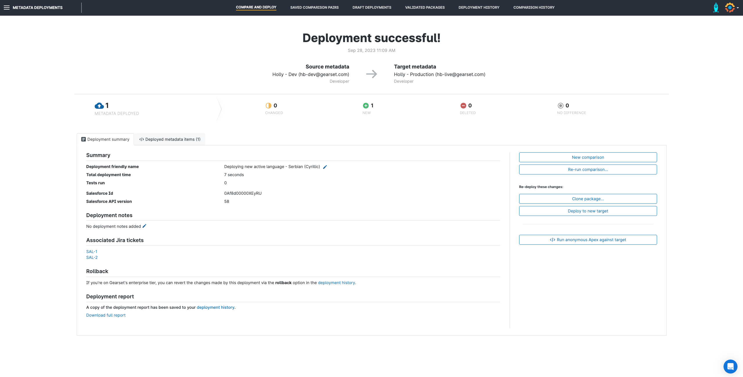 See an overview of your deployment and download a full deployment report
