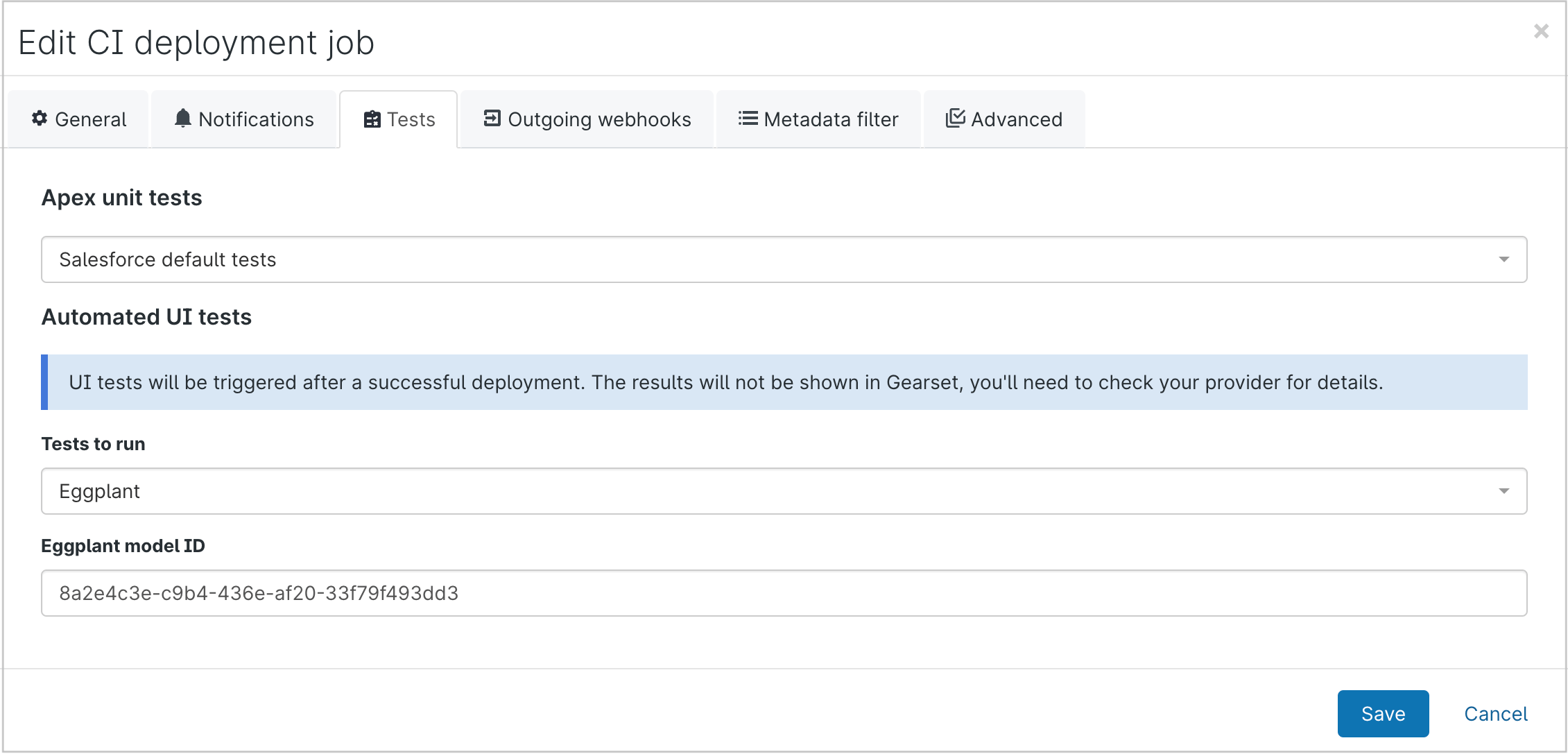 Automated unit testing jobs UI window