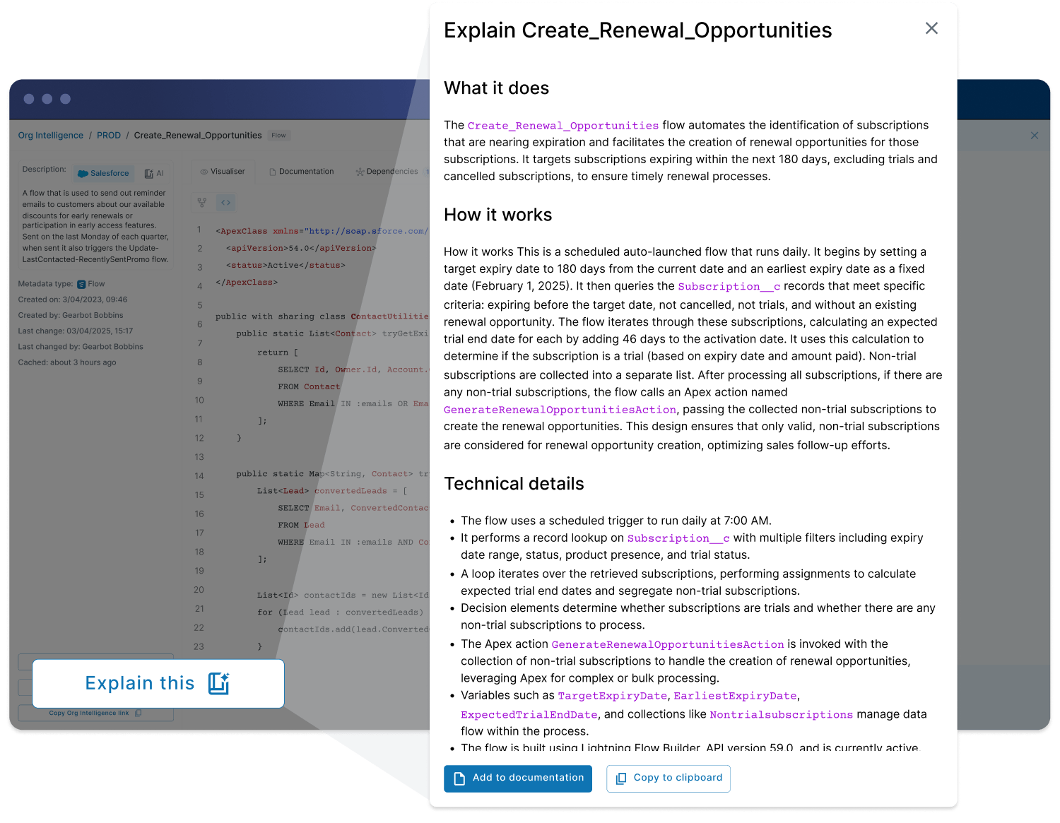 Org Intelligence AI Flow explanation in Gearset
